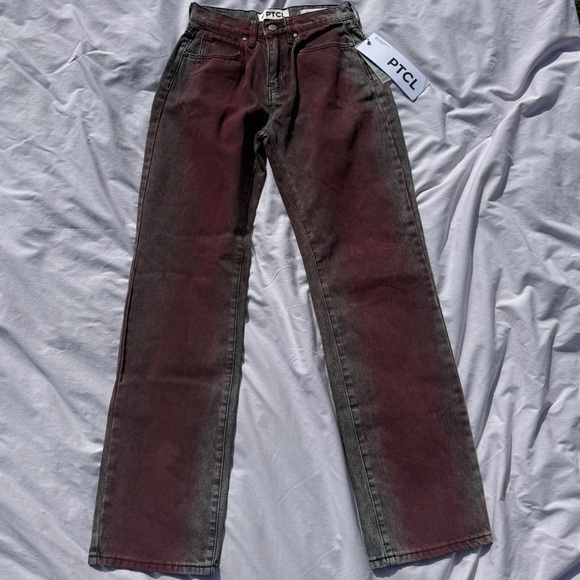 PTCL Coated Straight Leg Jeans Women’s 26 Red Grey Denim Ethical Brand - Picture 1 of 8